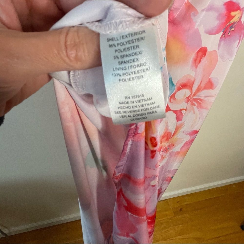Nicole Miller Floral Dress Maxi Slip Long Sleeveless Satin Silky New Pink Small - Picture 13 of 14